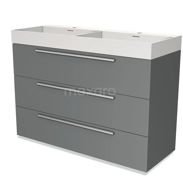 Modulo Vanity units with basin | 120 cm Mid grey Flat front Solid surface 3 drawers BMW19-01202