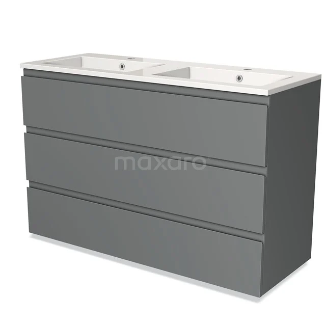 Modulo Vanity units with basin | 120 cm Mid grey Handle-less front Mineral marble 3 drawers BMW19-01226
