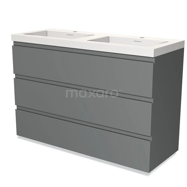 Modulo Vanity units with basin | 120 cm Mid grey Handle-less front Solid surface 3 drawers BMW19-01227