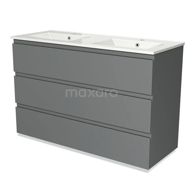 Modulo Vanity units with basin | 120 cm Mid grey Handle-less front Ceramic 3 drawers BMW19-01233