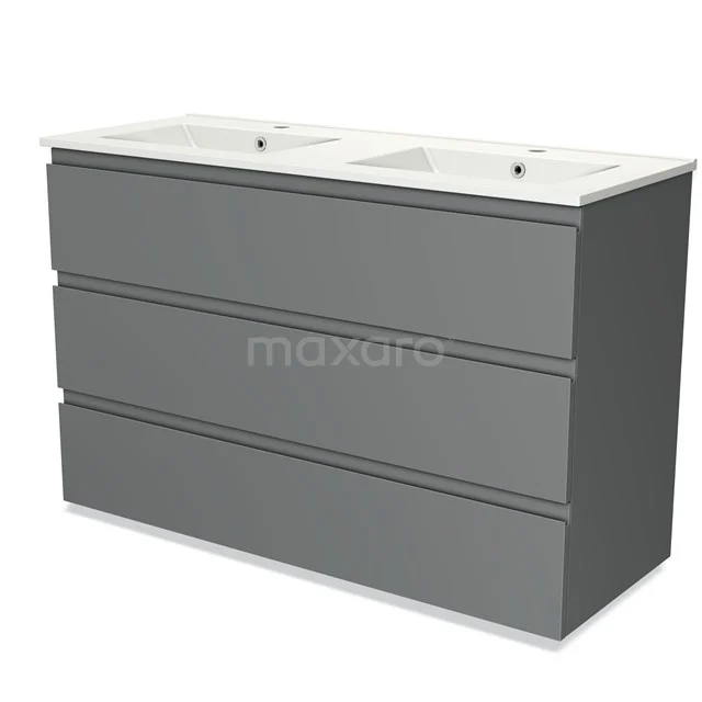 Modulo Vanity units with basin | 120 cm Mid grey Handle-less front Ceramic 3 drawers BMW19-01234