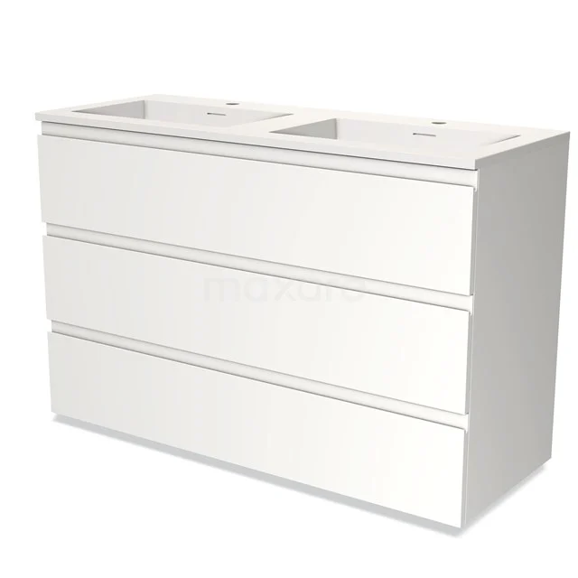 Modulo Vanity units with basin | 120 cm Matte white Handle-less front Solid surface 3 drawers BMW19-01312