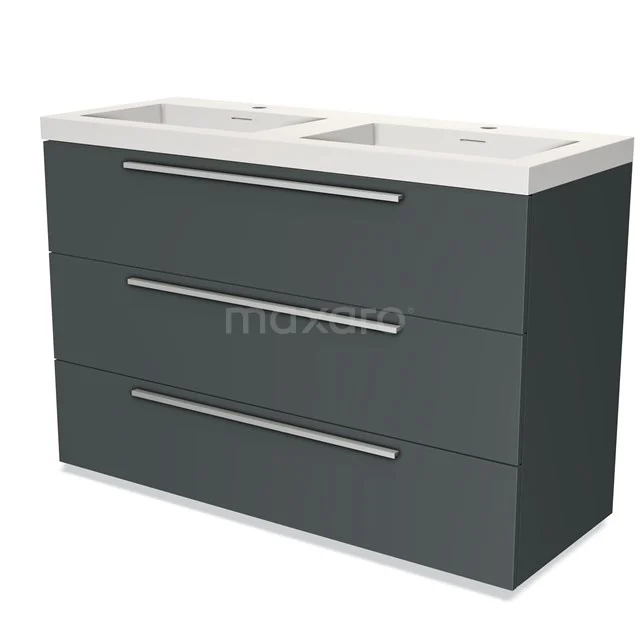 Modulo Vanity units with basin | 120 cm Dark grey Flat front Solid surface 3 drawers BMW19-01325
