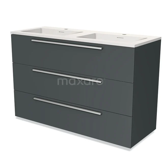 Modulo Vanity units with basin | 120 cm Dark grey Flat front Solid surface 3 drawers BMW19-01326