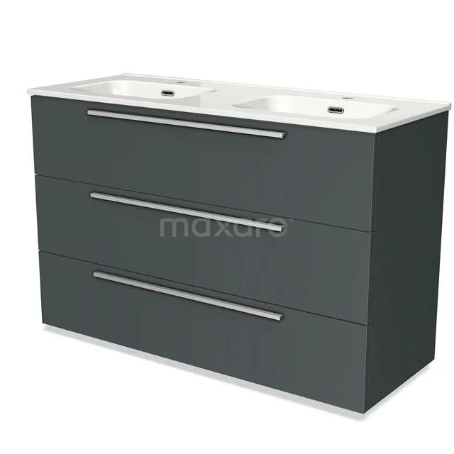 Modulo Vanity units with basin | 120 cm Dark grey Flat front Ceramic 3 drawers BMW19-01334
