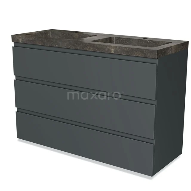 Modulo Vanity units with basin | 120 cm Dark grey Handle-less front Natural stone 3 drawers BMW19-01355
