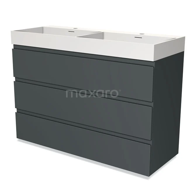 Modulo Vanity units with basin | 120 cm Dark grey Handle-less front Solid surface 3 drawers BMW19-01356