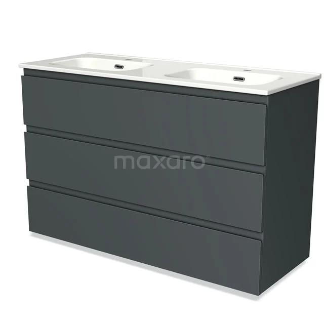 Modulo Vanity units with basin | 120 cm Dark grey Handle-less front Ceramic 3 drawers BMW19-01362
