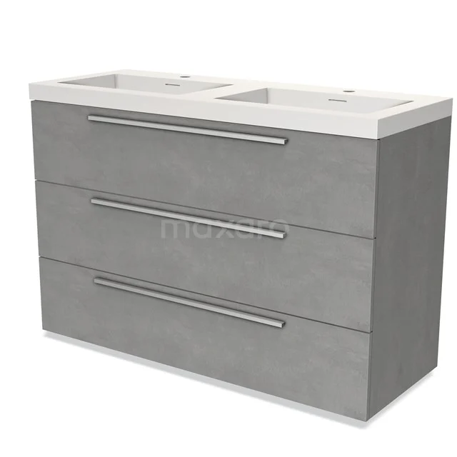 Modulo Vanity units with basin | 120 cm Light grey concrete Flat front Solid surface 3 drawers BMW19-01577