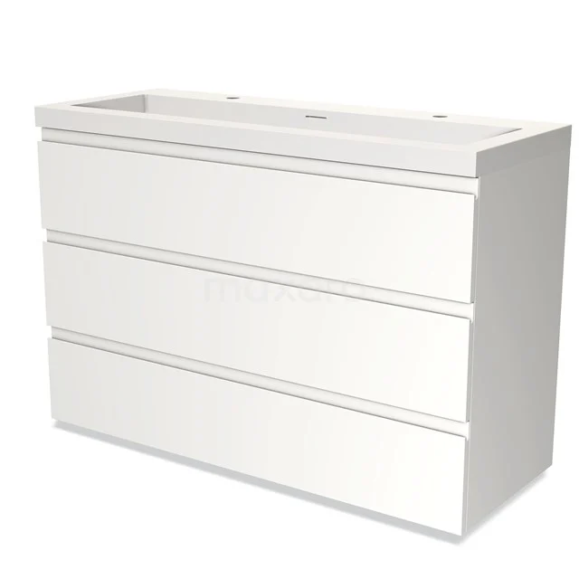 Modulo Vanity units with basin | 120 cm Matte white Handle-less front Solid surface 3 drawers BMW19-01748