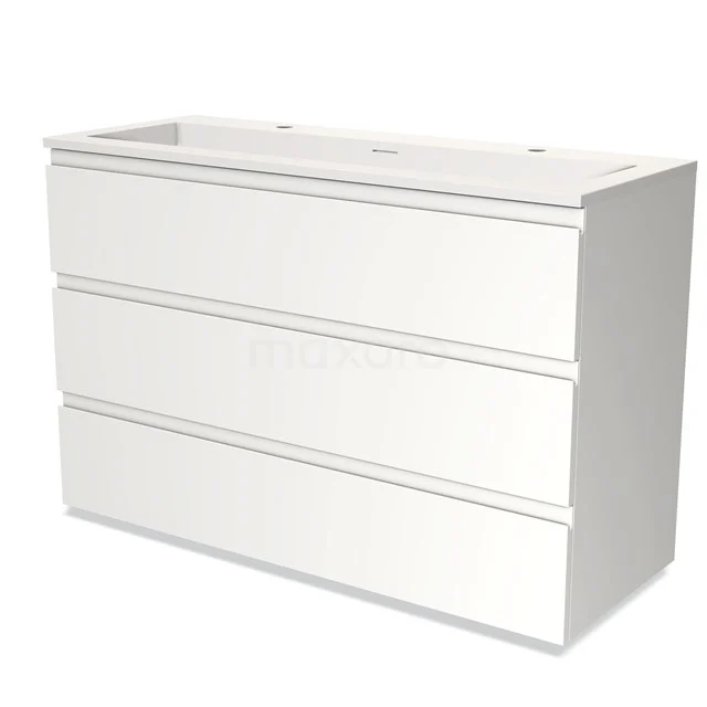 Modulo Vanity units with basin | 120 cm Matte white Handle-less front Solid surface 3 drawers BMW19-01750