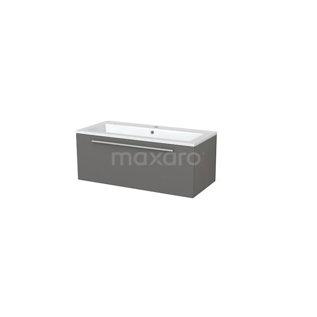 Modulo+ Vanity units with basin | 100 cm Basalt Flat front Mineral marble 1 drawer BMP005360 Grey rectangular bathtub with sleek design, white interior, ideal as an easy-care centrepiece in the modern bathroom.