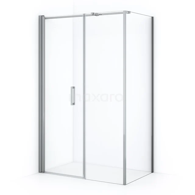 Rectangular glass shower enclosure with sliding door, chrome profile, ideal for modern bathrooms.