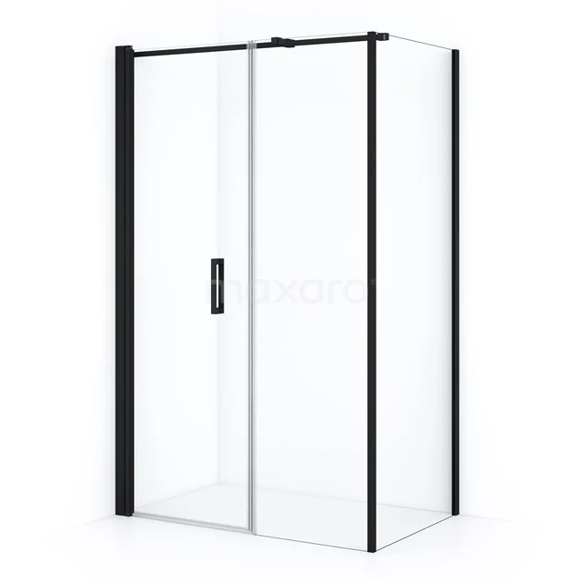 Diamond Duschkabine | 110x80 cm Matt Schwarz Drehtür Rechteck CDC106085310MB Schwarz-weiße rechteckige Glas-Duschkabine mit Schiebetür, ideal für einen modernen Badezimmerstil.