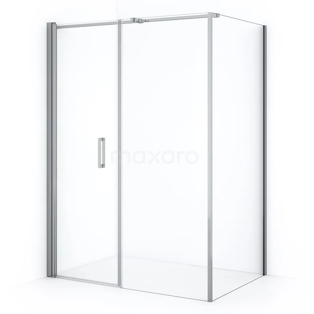 Glass shower enclosure with a silver frame and sliding door, ideal as a modern addition to the bathroom.
