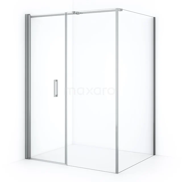 Straight shower enclosure with clear glass, aluminium profiles and sliding door; modern bathroom solution for a sleek look.
