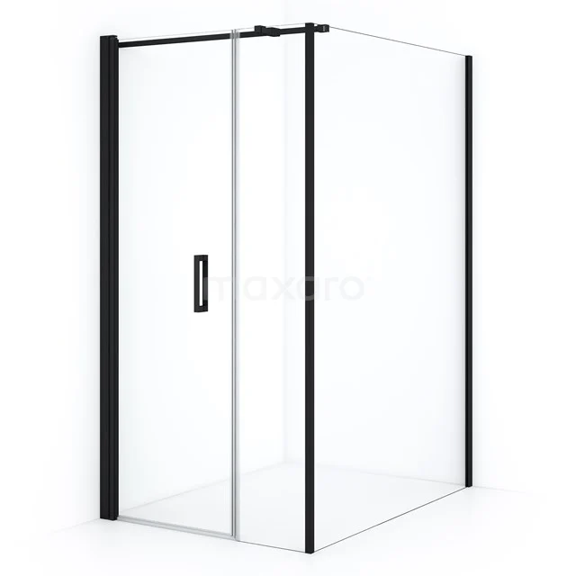 Glas Duschkabine mit Schwarz Rahmen und Schiebetür, modernes Design, perfekt für ein stilvolles Badezimmer.