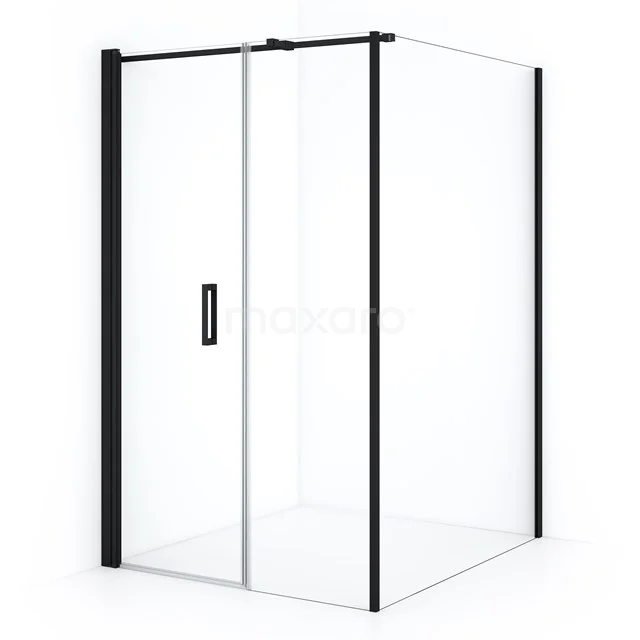 Diamond Shower enclosure | 140x120 cm Matte black Clear glass Pivot door Rectangle CDC106146310MBN