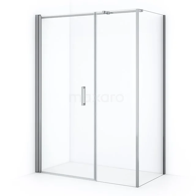 Glass shower screen with sliding door, silver frame, sleek design and ideal for a modern bathroom style.