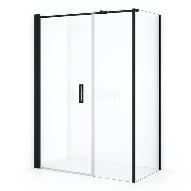 Diamond Shower enclosure | 140x80 cm Matte black Clear glass Pivot door Rectangle CDC109085310MBN