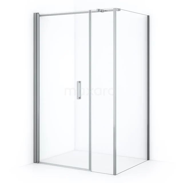 Diamond Shower cabin | 120x100 cm Chrome Clear glass Pivot door Rectangle CDC108104310C Glass shower enclosure with sliding door, corner model, silver frame; ideal for a modern bathroom style.