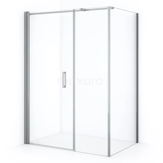 Shower enclosure with frosted silver profiles, sliding doors and sleek design, ideal for a modern bathroom.