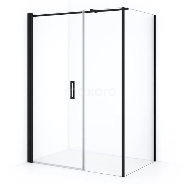 Diamond Shower enclosure | 140x100 cm Matte black Clear glass Pivot door Rectangle CDC109105310MBN