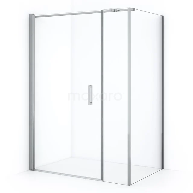 Glass shower screen with sliding door, frosted silver frame, sleek design, ideal for a modern bathroom style.