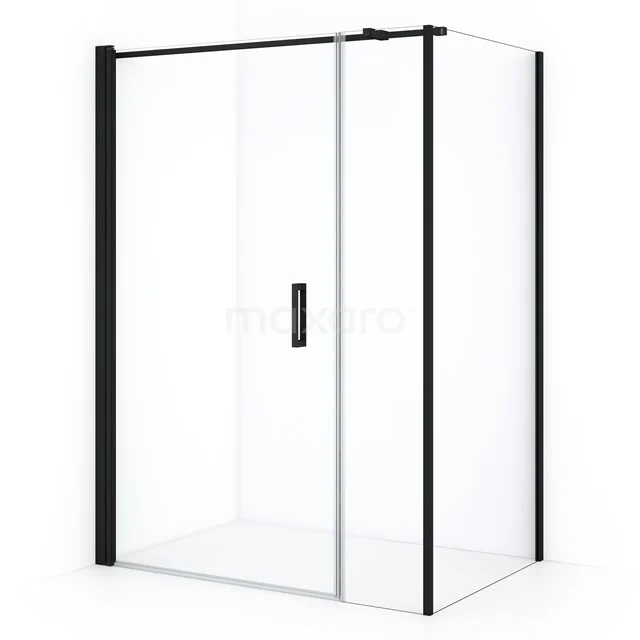 Diamond Shower cabin | 140x90 cm Matte black Clear glass Pivot door Rectangle CDC110094310MB Modern shower enclosure with black frame, sliding door and transparent glass. Perfect for a stylish bathroom design.