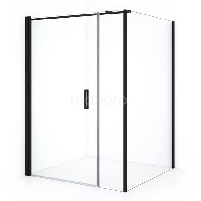 Sleek black shower enclosure with sliding door, clear glass and aluminium profiles, perfect for a modern bathroom style.