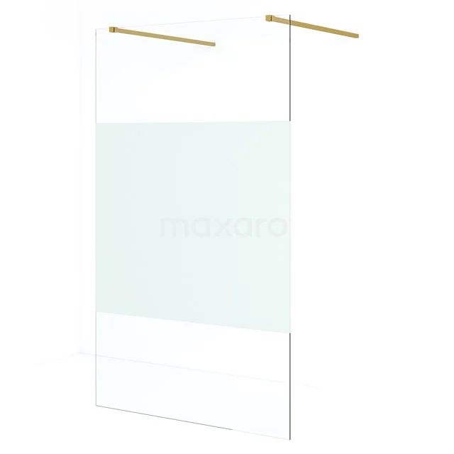 Diamond Inloopdouche | 110 cm Goud Helder met matte strook Vrijstaande wand IDF1183GG