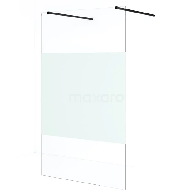 Diamond Inloopdouche | 110 cm Mat zwart Helder met matte strook Vrijstaande wand IDF1183MB