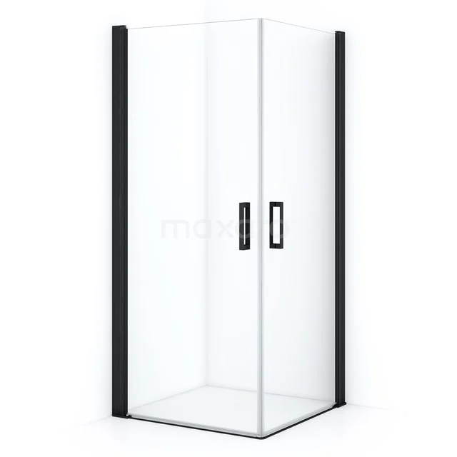 Diamond Shower cabin | 80x70 cm Black Clear glass Pivot door Rectangle CDE1080710MB Shower enclosure corner step with clear glass, black profile and sliding door design, ideal for a modern bathroom.