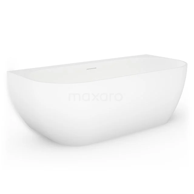 Basento Halbfreistehende Badewanne | 170x80cm Solid Surface Matt Weiß VSB21-MN Freistehendes weißes Acrylbad in ovaler Form, ideal als Blickfang in einem modernen Badezimmer.