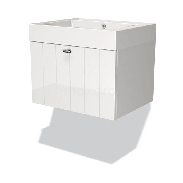 White hanging bathroom unit with modern, clean lines and integrated vanity units with basin, ideal for a minimalist bathroom style.