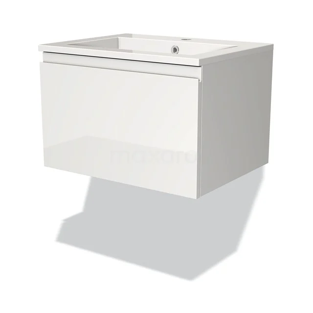 Modulo Vanity units with basin | 60 cm High-gloss white Handle-less front Mineral marble 1 drawer BMW11-00031