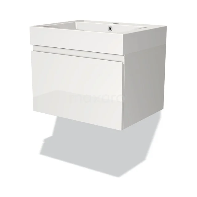 Modulo Vanity units with basin | 60 cm High-gloss white Handle-less front Mineral marble 1 drawer BMW11-00032