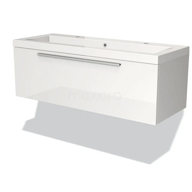 White hanging bathroom unit with spacious drawers, modern design and integrated basin, ideal for a sleek bathroom interior.