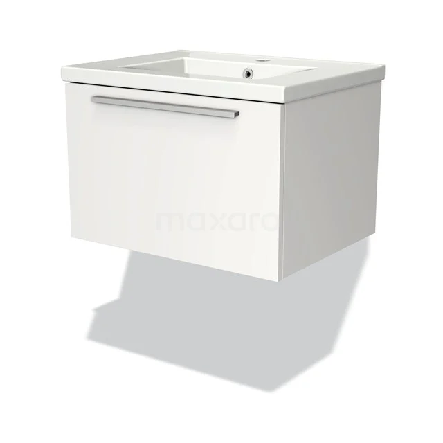 Modulo Vanity units with basin | 60 cm Matte white Flat front Ceramic 1 drawer BMW11-00173