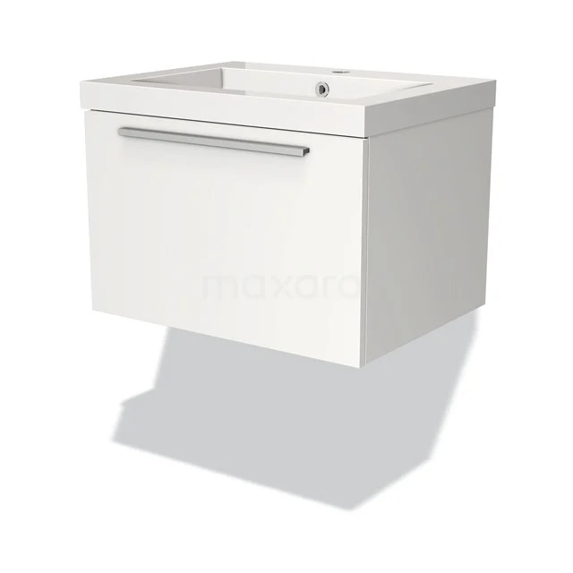 Modulo Vanity units with basin | 60 cm Matte white Flat front Mineral marble 1 drawer BMW11-00179