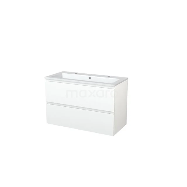 White bathroom unit with double drawers, minimalist design, suitable for modern bathrooms, made of high-quality materials.