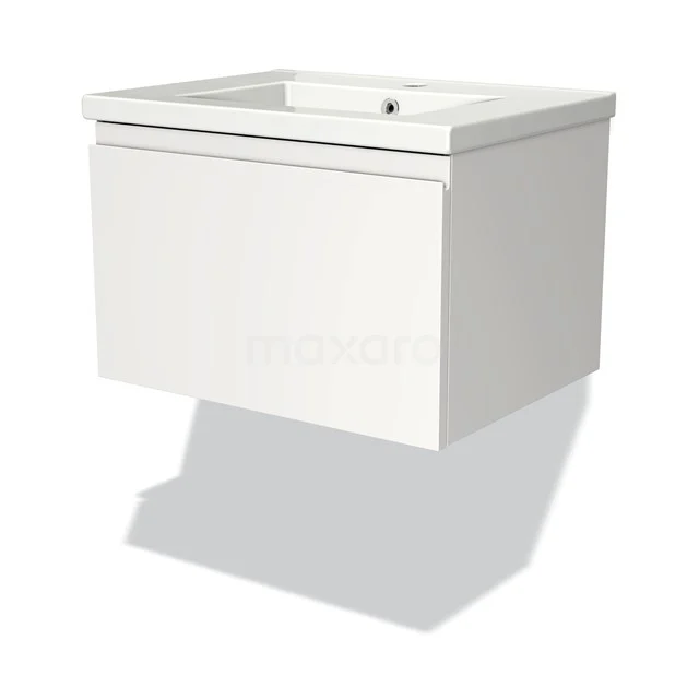 Modulo Vanity units with basin | 60 cm Matte white Handle-less front Ceramic 1 drawer BMW11-00195