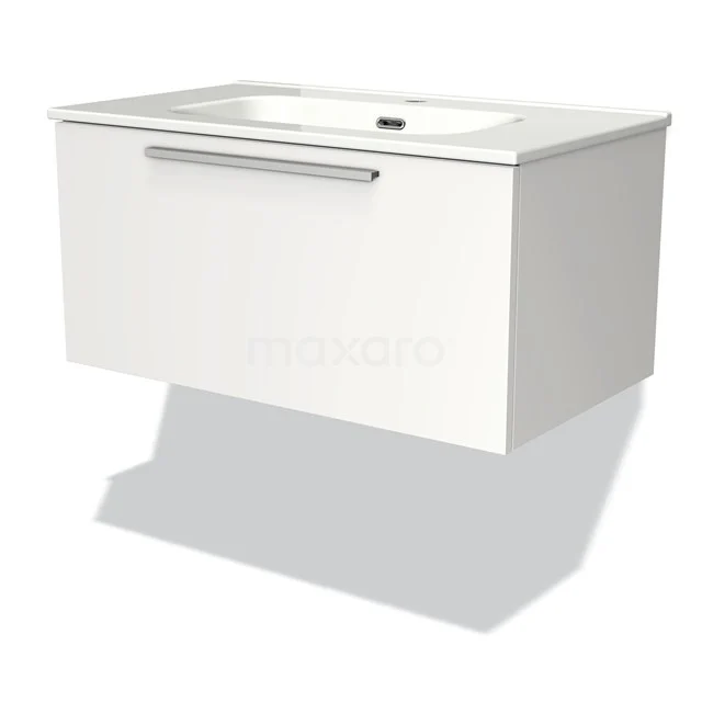 Modulo Vanity units with basin | 80 cm Matte white Flat front Ceramic 1 drawer BMW11-00208