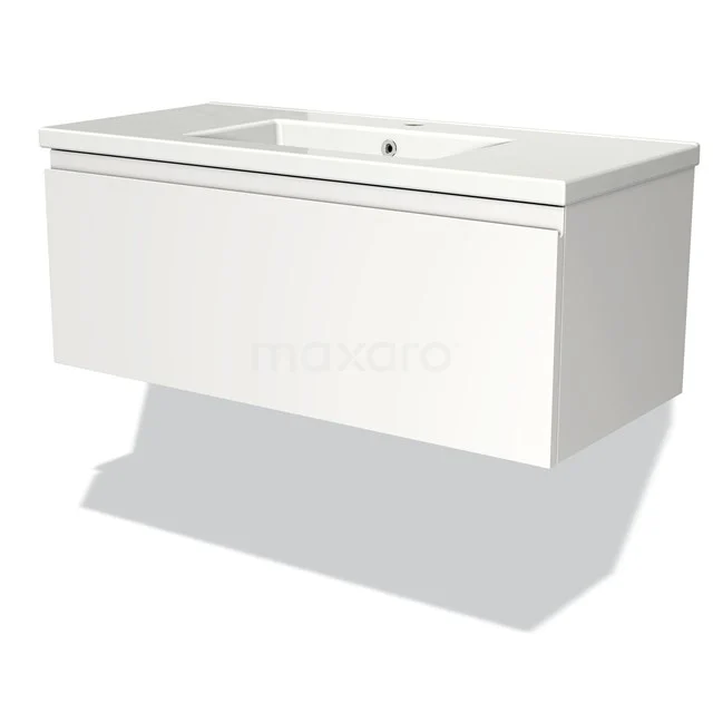 White hanging vanity units with basin, sleek design in high-gloss finish, ideal for modern bathroom design.