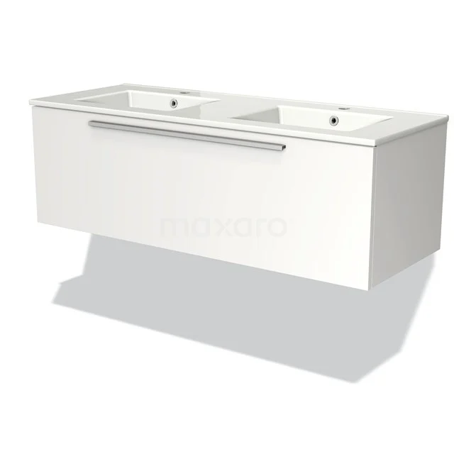 White suspended bathroom unit with vanity units with basin, minimalist design and sleek drawer, ideal for modern bathrooms.