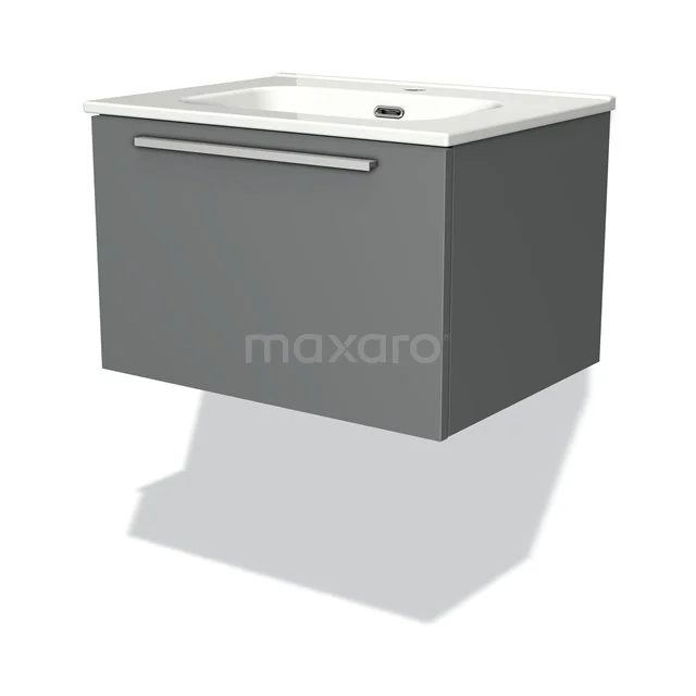 Modulo Vanity units with basin | 60 cm Mid grey Flat front Ceramic 1 drawer BMW11-00346