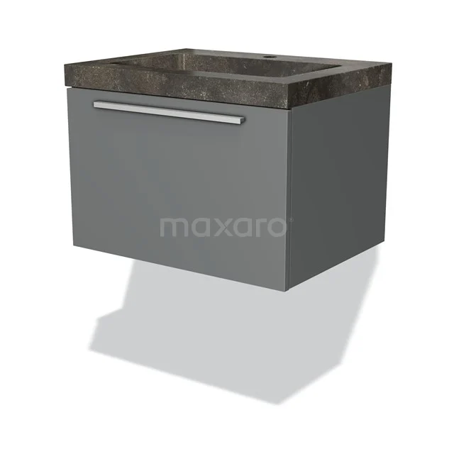 Modulo Vanity units with basin | 60 cm Mid grey Flat front Natural stone 1 drawer BMW11-00348