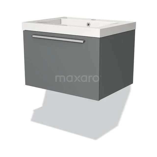 Modulo Vanity units with basin | 60 cm Mid grey Flat front Mineral marble 1 drawer BMW11-00350