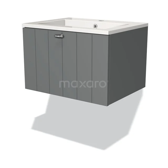 Modulo Vanity units with basin | 60 cm Mid grey Slat front Mineral marble 1 drawer BMW11-00362