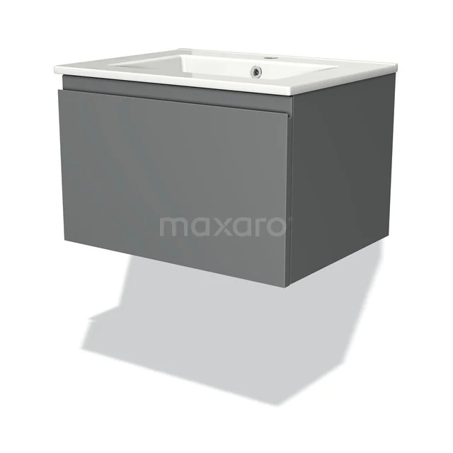 Modulo Vanity units with basin | 60 cm Mid grey Handle-less front Ceramic 1 drawer BMW11-00365